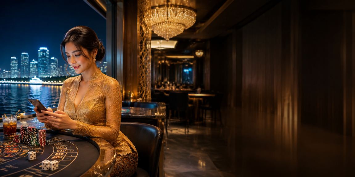 Permainan dadu kasino malam dengan suasana kebaya tradisional Penang